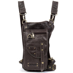 Cool Leather Belt Pouch Mens Fanny Pack Chest Bag One Shoulder Backpack for Men