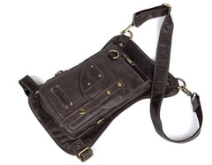 Cool Leather Belt Pouch Mens Fanny Pack Chest Bag One Shoulder Backpack for Men