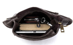 Cool Leather Belt Pouch Mens Fanny Pack Chest Bag One Shoulder Backpack for Men