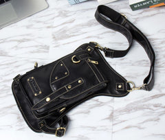 Cool Leather Belt Pouch Mens Fanny Pack Chest Bag One Shoulder Backpack for Men