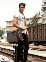 Cool Leather Belt Pouch Mens Fanny Pack Chest Bag One Shoulder Backpack for Men