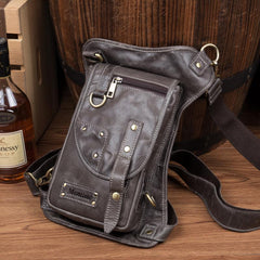 Cool Leather Belt Pouch Mens Fanny Pack Chest Bag One Shoulder Backpack for Men