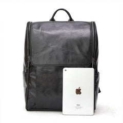 Cool Leather Black Mens Large Brown Backpacks Travel Backpack 14inch Laptop Backpack for Men