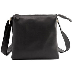 Cool Leather Black Mens Messenger Bags Vintage Shoulder Bags  for Men