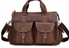 Cool Leather Briefcase 14inch Laptop Handbag Work Bag Travel Bag For Men