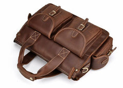 Cool Leather Briefcase 14inch Laptop Handbag Work Bag Travel Bag For Men