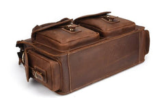 Cool Leather Briefcase 14inch Laptop Handbag Work Bag Travel Bag For Men
