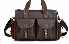Cool Leather Briefcase 14inch Laptop Handbag Work Bag Travel Bag For Men