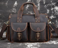 Cool Leather Briefcase 14inch Laptop Handbag Work Bag Travel Bag For Men