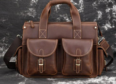 Cool Leather Briefcase 14inch Laptop Handbag Work Bag Travel Bag For Men