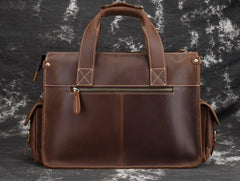 Cool Leather Briefcase 14inch Laptop Handbag Work Bag Travel Bag For Men