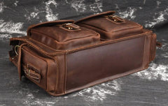 Cool Leather Briefcase 14inch Laptop Handbag Work Bag Travel Bag For Men