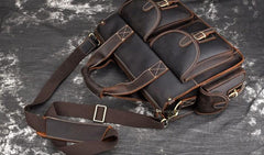 Cool Leather Briefcase 14inch Laptop Handbag Work Bag Travel Bag For Men