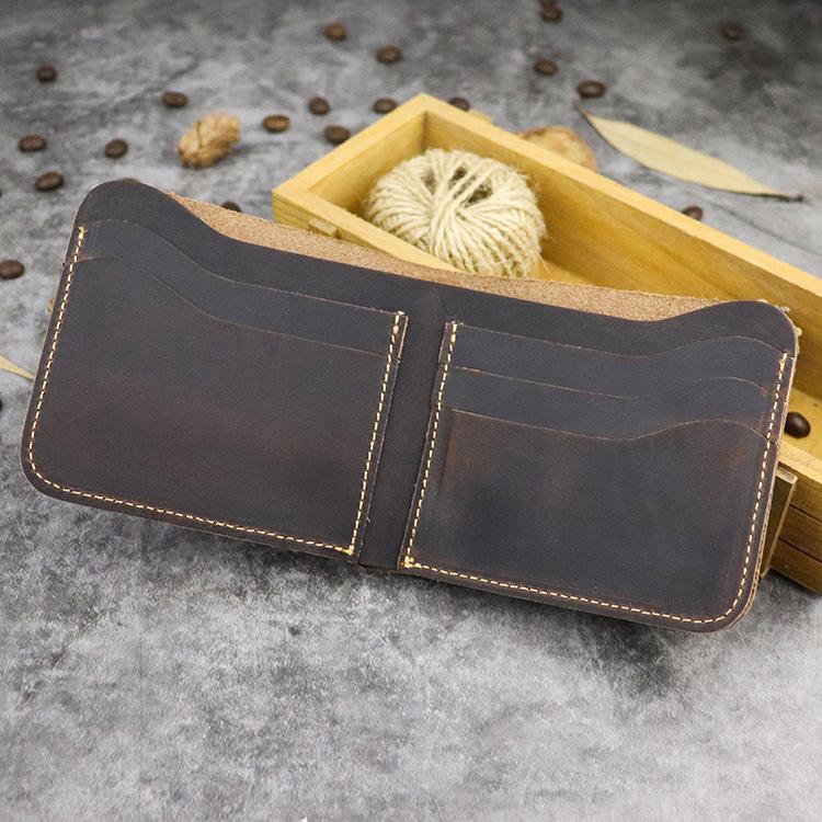 Cool Leather Brown Men's Small Wallet billfold Bifold Wallet Front Pocket Wallet For Men