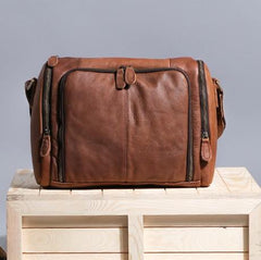 Cool Leather Brown Mens Messenger Bags Vintage Shoulder Bag  for Men