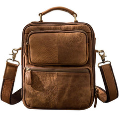 Cool Leather Brown Small Mens Messenger Bag Vintage Shoulder Bag  for Men