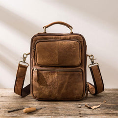 Cool Leather Brown Small Mens Messenger Bag Vintage Shoulder Bag  for Men