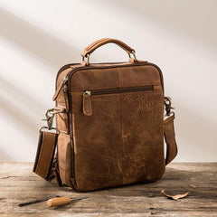 Cool Leather Brown Small Mens Messenger Bag Vintage Shoulder Bag  for Men