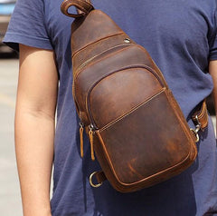 Cool Leather Chest Bag Sling Bag Sling Crossbody Bag Sling Travel Bag Sling Hiking Bags For Men