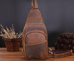 Cool Leather Chest Bag Sling Bag Sling Crossbody Bag Sling Travel Bag Sling Hiking Bags For Men