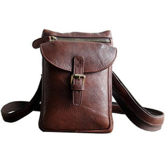 Cool Leather Coffee Belt Pouches Mens Waist Bag Shoulder Bag for Men