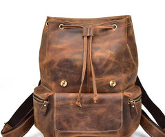 Cool Leather Black Coffee Mens Satchel Backpacks Travel Backpack 14inch Laptop Backpack for Men