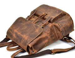 Cool Leather Black Coffee Mens Satchel Backpacks Travel Backpack 14inch Laptop Backpack for Men