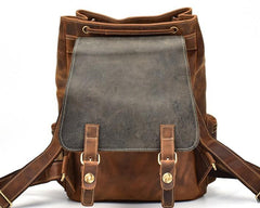 Cool Leather Black Coffee Mens Satchel Backpacks Travel Backpack 14inch Laptop Backpack for Men