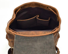 Cool Leather Black Coffee Mens Satchel Backpacks Travel Backpack 14inch Laptop Backpack for Men