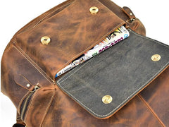 Cool Leather Black Coffee Mens Satchel Backpacks Travel Backpack 14inch Laptop Backpack for Men