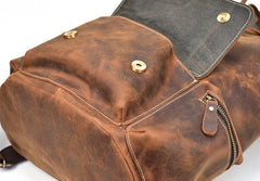 Cool Leather Black Coffee Mens Satchel Backpacks Travel Backpack 14inch Laptop Backpack for Men