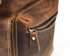 Cool Leather Black Coffee Mens Satchel Backpacks Travel Backpack 14inch Laptop Backpack for Men