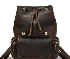 Cool Leather Black Coffee Mens Satchel Backpacks Travel Backpack 14inch Laptop Backpack for Men