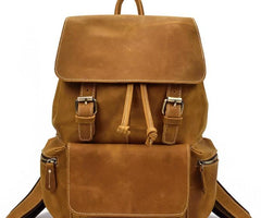 Cool Leather Black Coffee Mens Satchel Backpacks Travel Backpack 14inch Laptop Backpack for Men