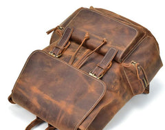 Cool Leather Black Coffee Mens Satchel Backpacks Travel Backpack 14inch Laptop Backpack for Men