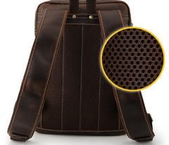 Cool Leather Dark Brown Mens Laptop Backpacks Vintage School Backpack Backpack Bag for Men