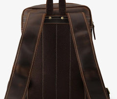 Cool Leather Dark Brown Mens Laptop Backpacks Vintage School Backpack Backpack Bag for Men