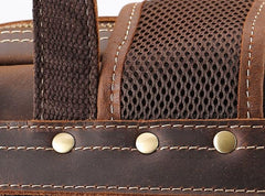 Cool Leather Dark Brown Mens Laptop Backpacks Vintage School Backpack Backpack Bag for Men
