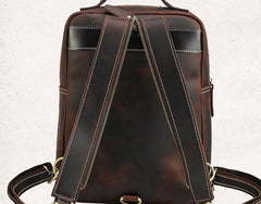 Cool Leather Coffee Mens Backpack Vintage School Backpack Laptop Backpack for Men