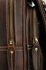 Cool Leather Coffee Mens Backpack Vintage School Backpack Laptop Backpack for Men