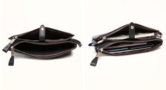 Cool Leather Long Wallet for Men Vintage Double Zipper Long Wallet for Men