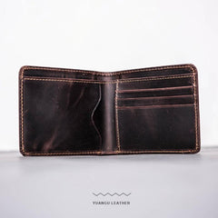 Cool Leather Men Slim Small Wallet Bifold Vintage billfold Wallet for Men