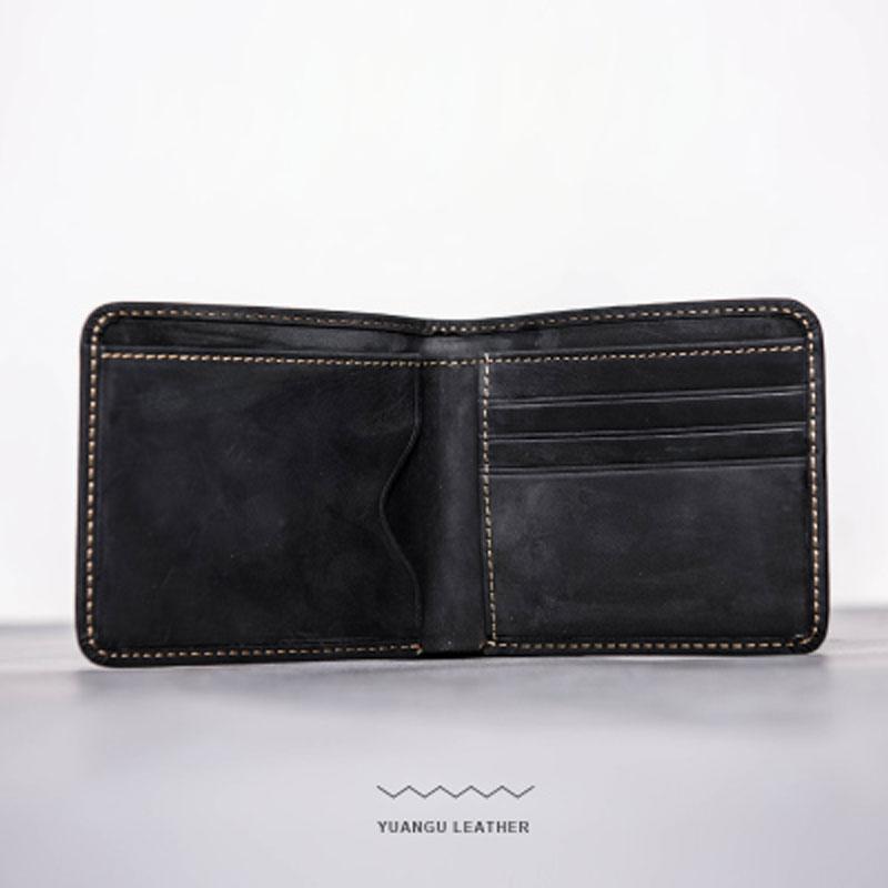 Cool Leather Men Slim Small Wallet Bifold Vintage billfold Wallet for Men