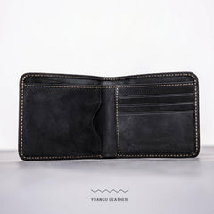 Cool Leather Men Slim Small Wallet Bifold Vintage billfold Wallet for Men