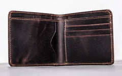 Cool Leather Men Slim Small Wallet Bifold Vintage billfold Wallet for Men