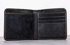 Cool Leather Men Slim Small Wallet Bifold Vintage billfold Wallet for Men