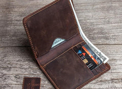 Cool Leather Men Slim Small Wallet Bifold Vintage billfold Wallet for Men