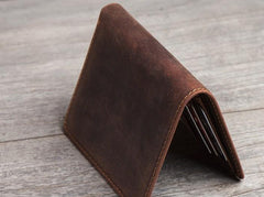 Cool Leather Men Slim Small Wallet Bifold Vintage billfold Wallet for Men