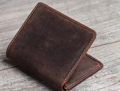 Cool Leather Men Slim Small Wallet Bifold Vintage billfold Wallet for Men