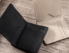 Cool Leather Men Slim Small Wallet Bifold Vintage billfold Wallet for Men